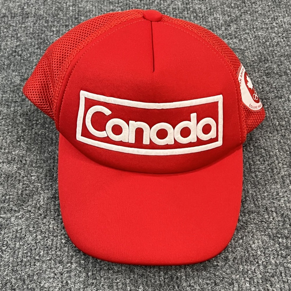 Hudson's Bay Trucker Hat Men OS Red Canada Pan American Games Vintage Snapback
